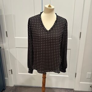 Ann Taylor Black and White Long Sleeve Relaxed Blouse